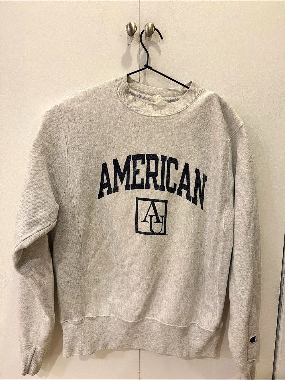 Champion Reverse Weave American University Crewneck Sweatshirt Gray Small